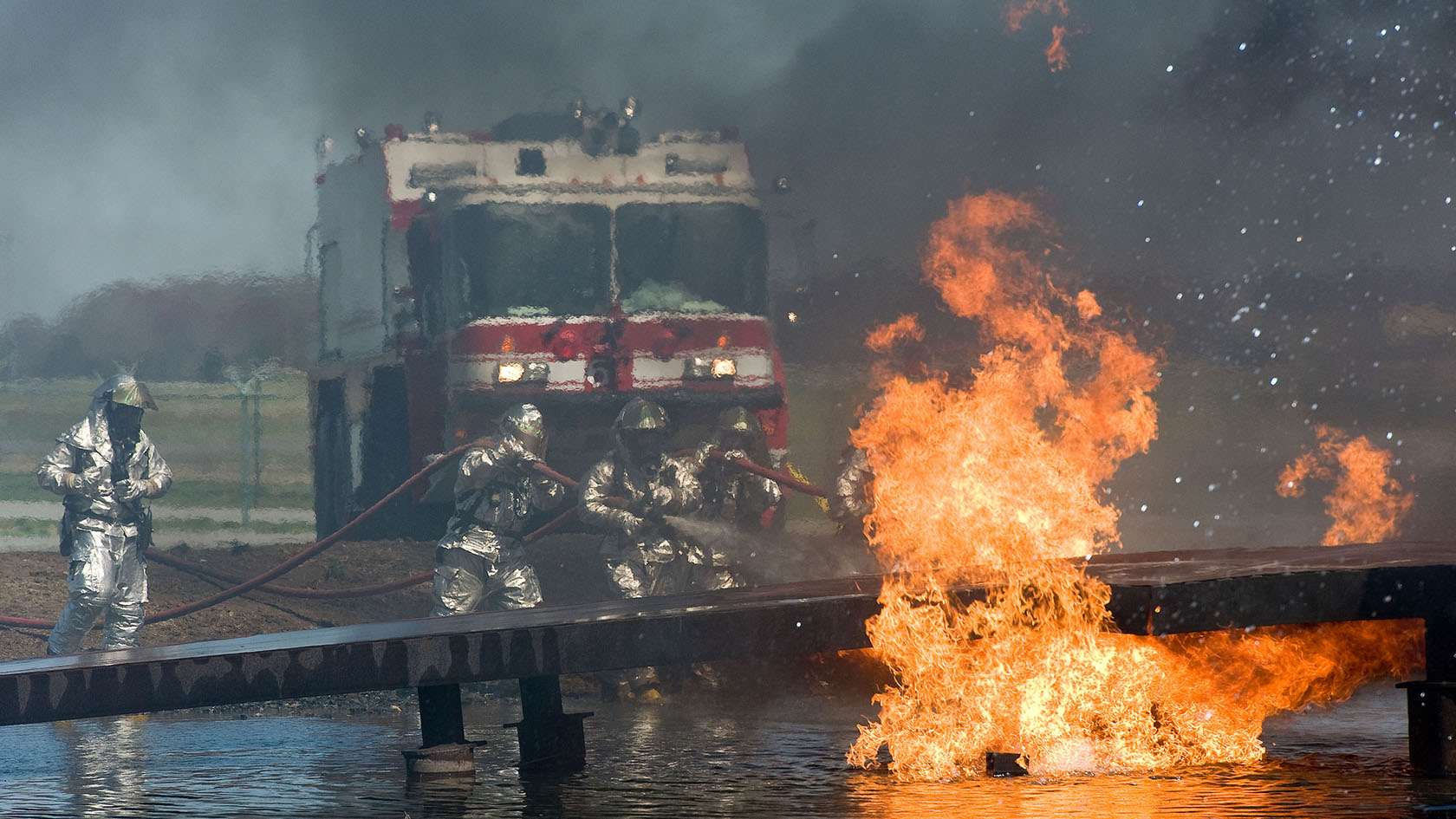 firemen putting out fire